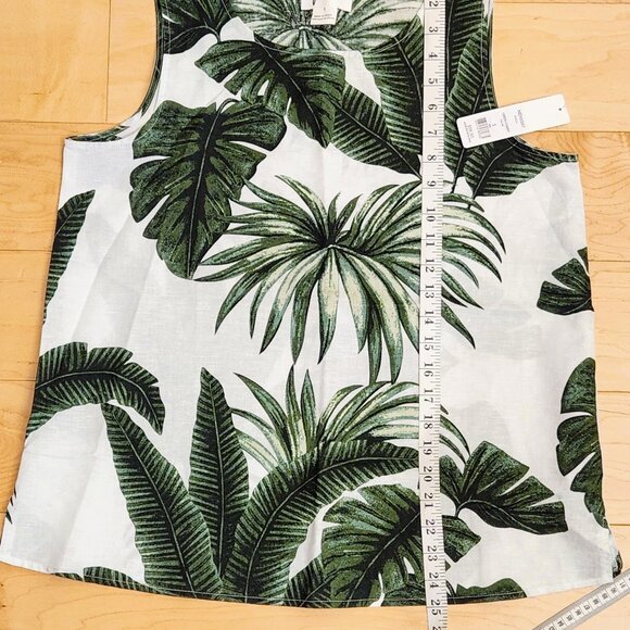 🌴 ANDREA JOVINE Palm Tropical Print Linen Cotton Tank Top Blouse Summer sz S-M - Picture 11 of 15